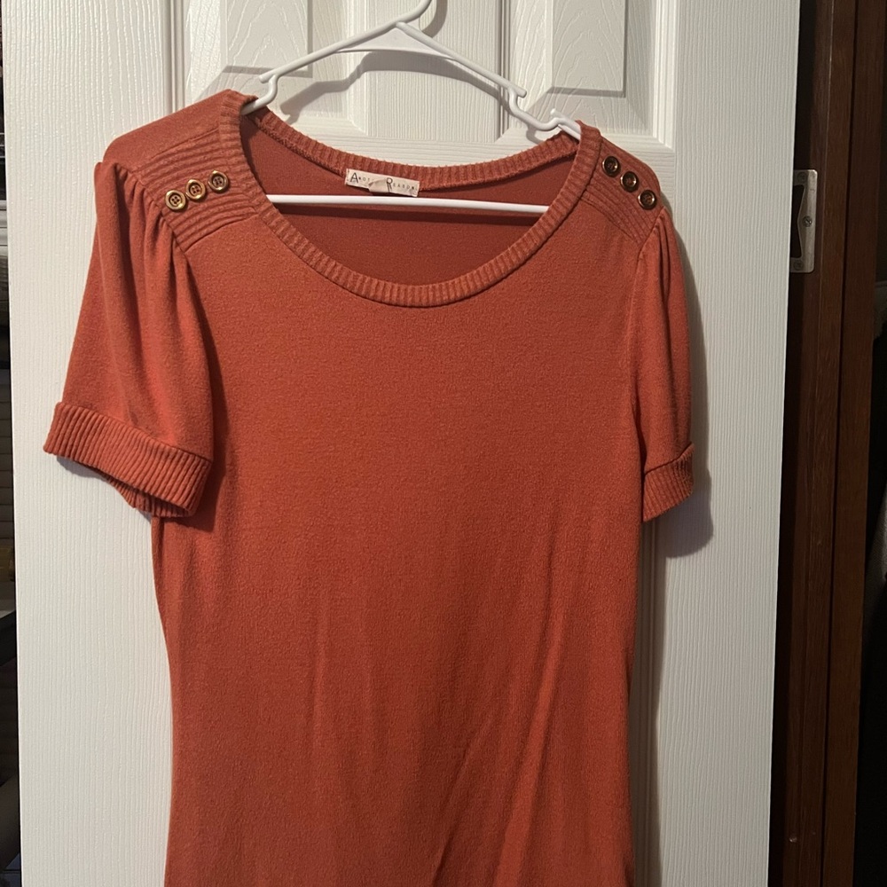 Orange Button-Detail Top